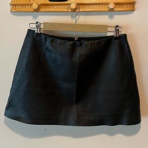 Alice + Olivia Black Real Leather Mini Skirt